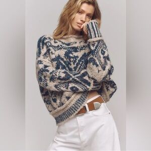 Anthropologie PILCRO Relaxed Roll-Neck Sweater - Blue